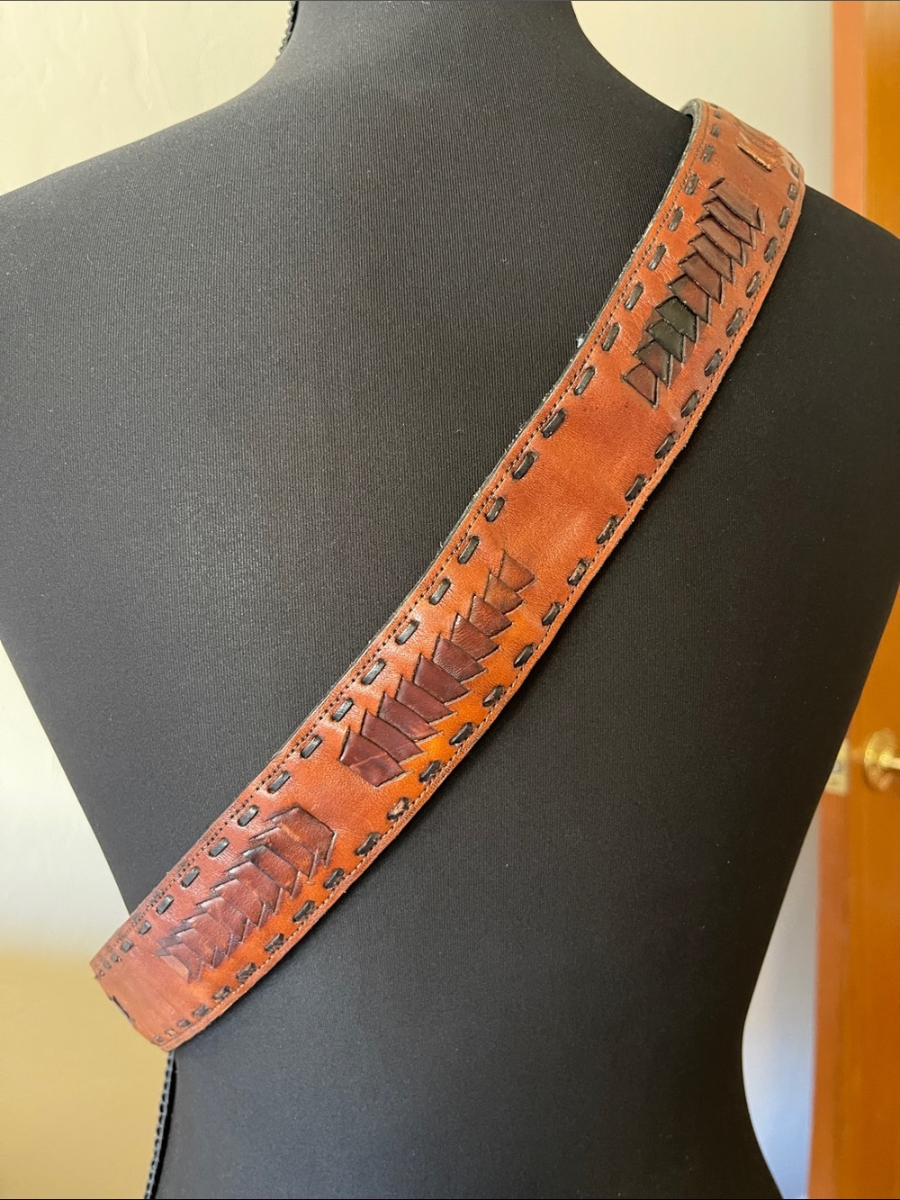 Tony Lama Western Brown Belt with Large German Silver Buckle - Picture 2 of 7